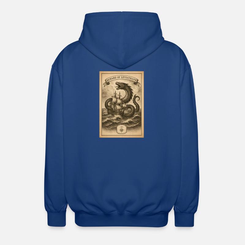 Warnung vor Leviathanen | Nautik Seemonster - Unisex Kapuzenjacke - Royalblau
