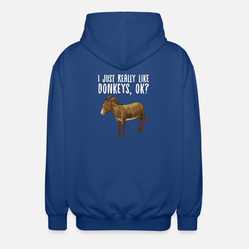 Whimsical Donkey Graphic Tee - Unisex Hooded Jacket - royal blue