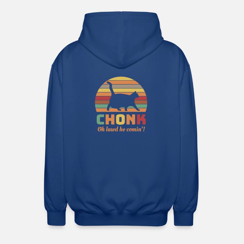 Chonk Cat Retro Sonnenuntergangs-Tee - Unisex Kapuzenjacke - Royalblau