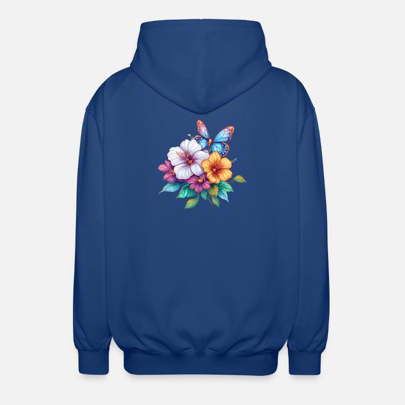 Bouquet avec papillon - Veste à capuche unisexe - bleu royal