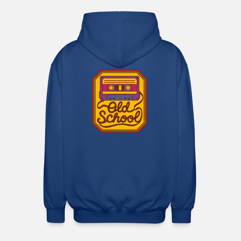 Old School Cassette Retro Patch - Unisex Hooded Jacket - royal blue