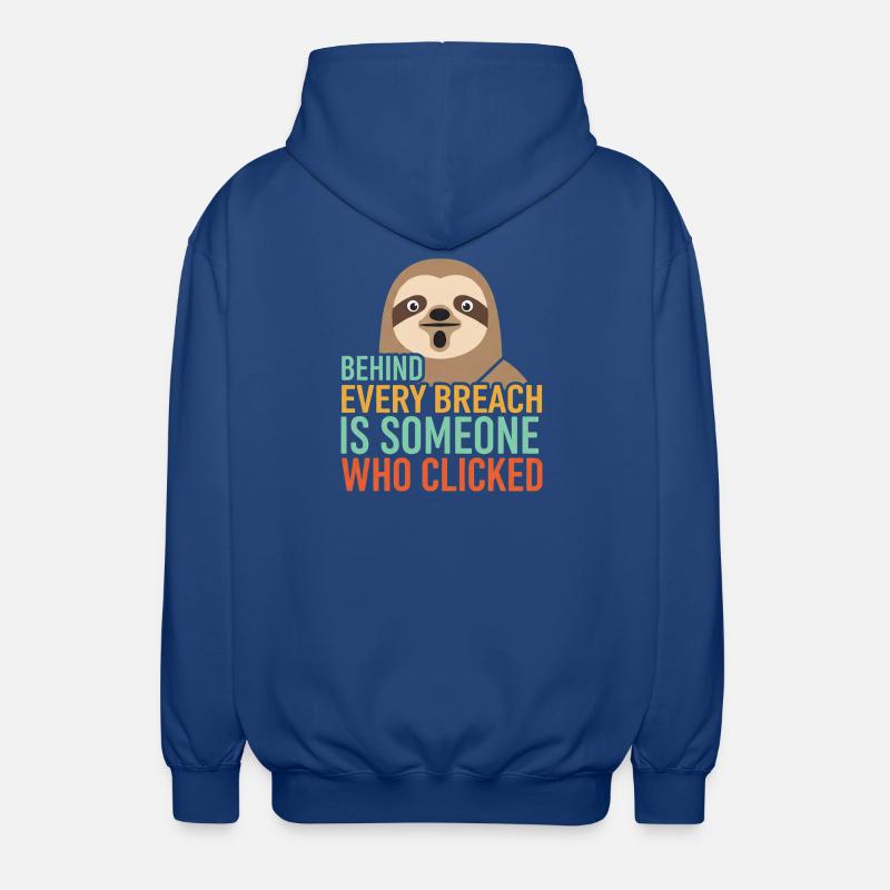 Behind Every Breach Sloth IT Security - Unisex Hooded Jacket - royal blue