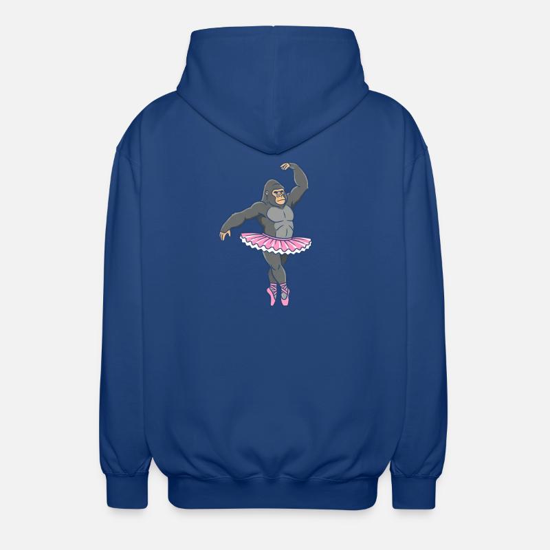Gorilla in pink tutu dancing - Unisex Hooded Jacket - royal blue