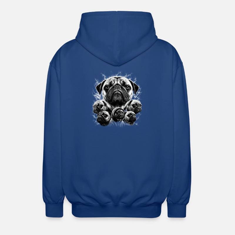 Collage de carlins monochrome - Veste à capuche unisexe - bleu royal
