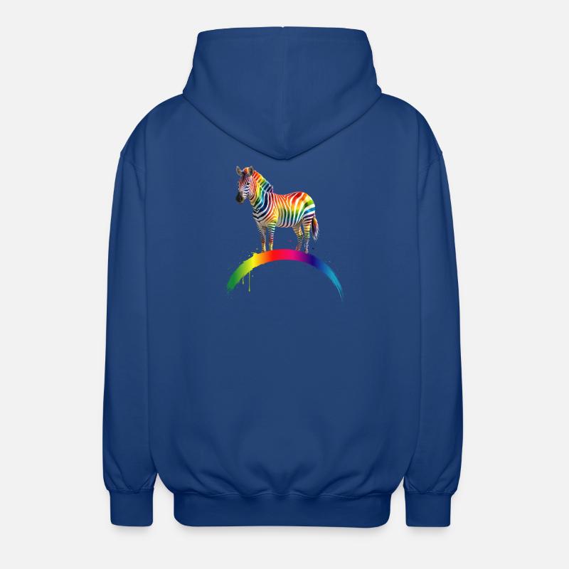 Rainbow Zebra Gradient Art Design - Unisex Hooded Jacket - royal blue