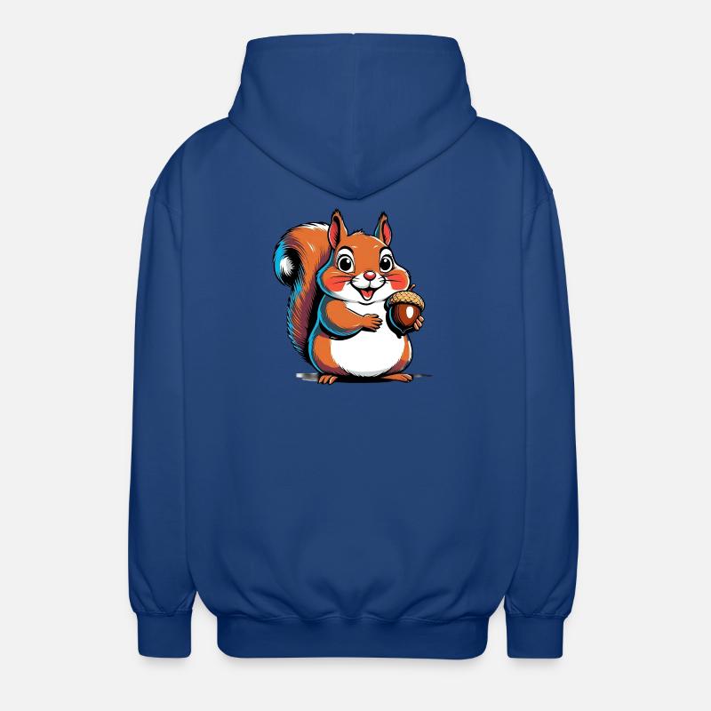 Niedlicher Eichhörnchen Druck mit Eichel - Unisex Kapuzenjacke - Royalblau