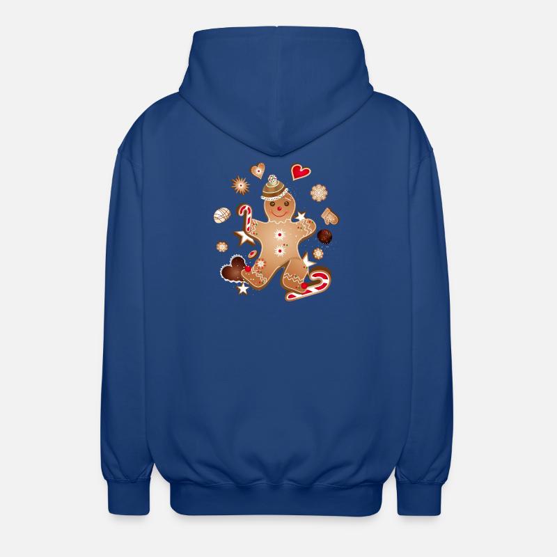 Fröhlicher Lebkuchenmann mit Weihnachtsplätzchen - Unisex Kapuzenjacke - Royalblau