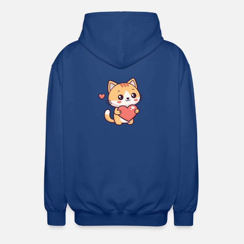 Süße Katze hält ein Herz - Unisex Kapuzenjacke - Royalblau
