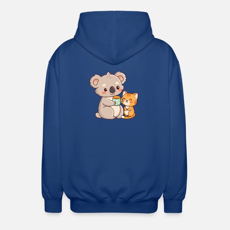Koala et chat café mignon - Veste à capuche unisexe - bleu royal