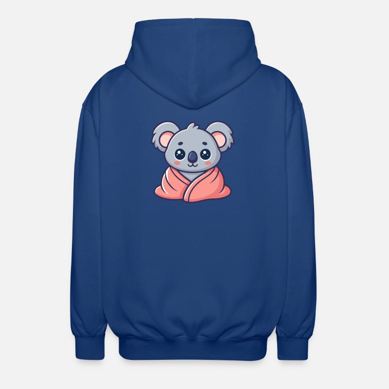 Koala kawaii enveloppé dans drap rose - Veste à capuche unisexe - bleu royal
