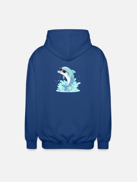 Delfin-Sommer-Pinkbrille - Unisex Kapuzenjacke - Royalblau