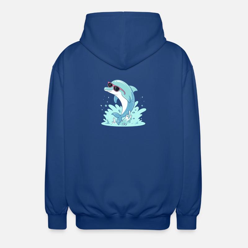 Dolphin Summer Pink Glasses - Unisex Hooded Jacket - royal blue