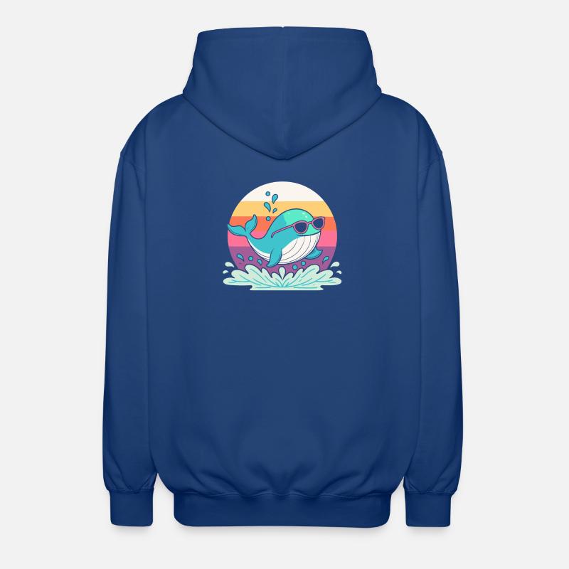 Baleine Surf Arc en Ciel Rétro - Veste à capuche unisexe - bleu royal