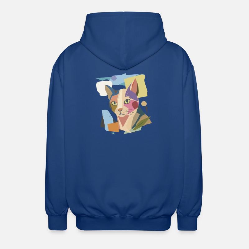 Abstrakte Katze im modernen Farbblock-Design - Unisex Kapuzenjacke - Royalblau