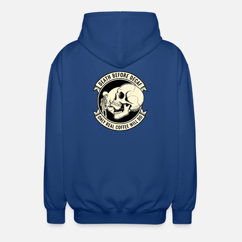 Mort avant le café décaféiné - Veste à capuche unisexe - bleu royal