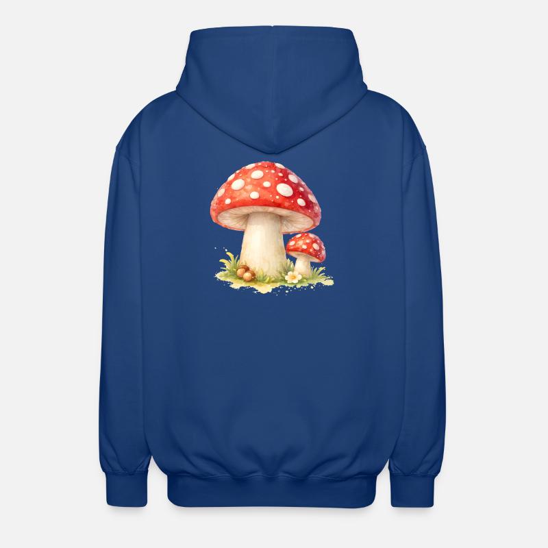 Toadstool Illustration Red Mushroom Nature Motif - Unisex Hooded Jacket - royal blue