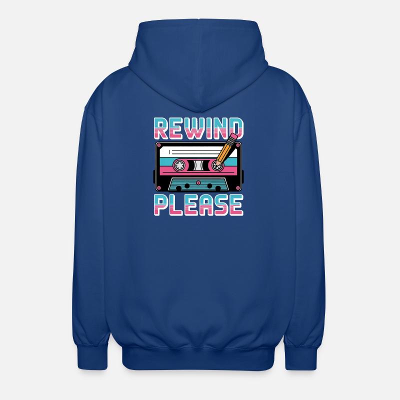Rewind Please Cassette Retro - Unisex Hooded Jacket - royal blue