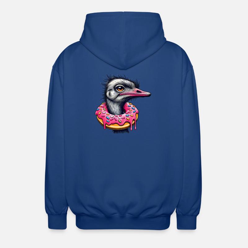 witziger Augenschmaus - Vogel Strauß mit Donut - Unisex Kapuzenjacke - Royalblau