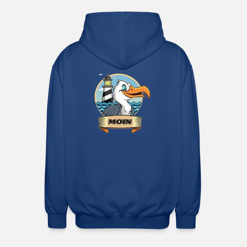 Moin -Möve with lighthouse - Unisex Hooded Jacket - royal blue