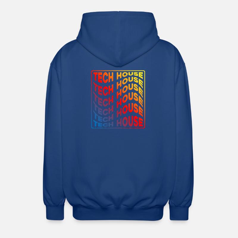 Tech House Neon Gradient Repeats - Unisex Hooded Jacket - royal blue
