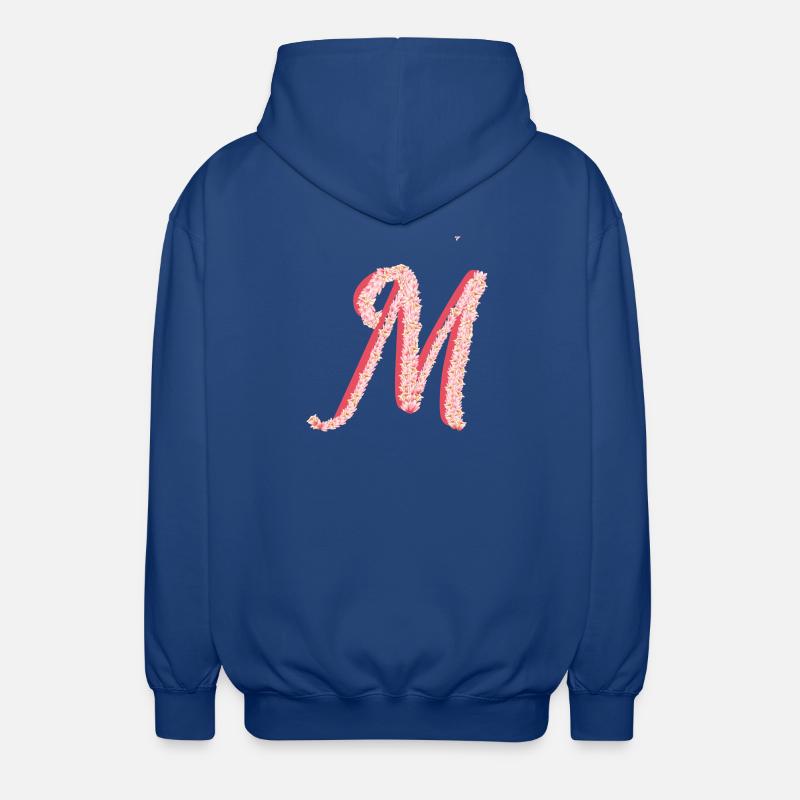 Initial M de fleurs roses - Veste à capuche unisexe - bleu royal