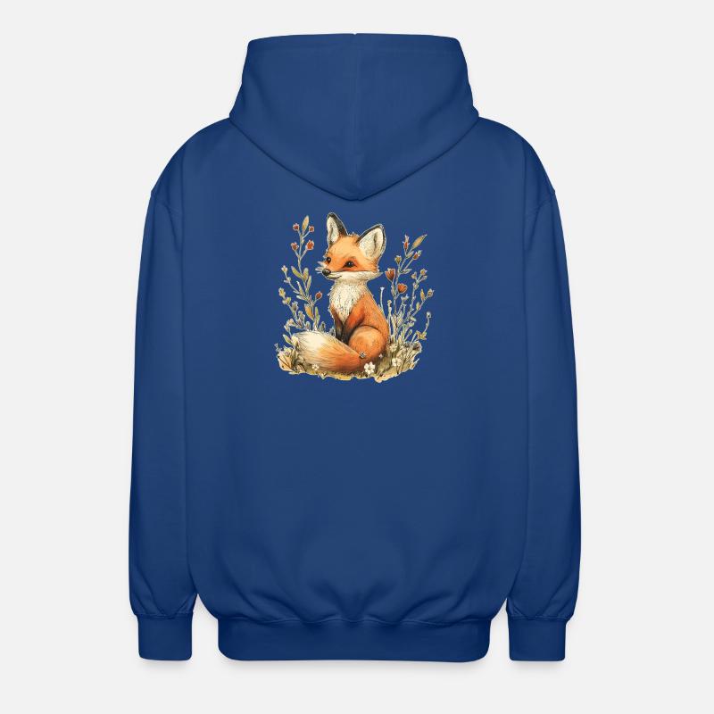 Renard avec des fleurs - Veste à capuche unisexe - bleu royal