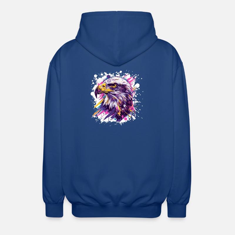 Farbexplosion Adlerkopf Kunst - Unisex Kapuzenjacke - Royalblau