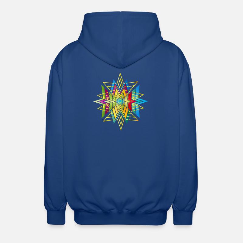Buntes geometrisches Sternornament – Ethno Design - Unisex Kapuzenjacke - Royalblau
