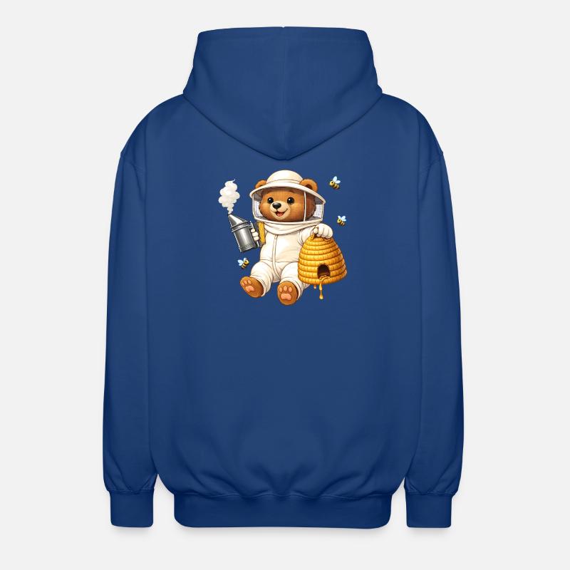 Beekeeper bear with beehive illustration - Unisex Hooded Jacket - royal blue