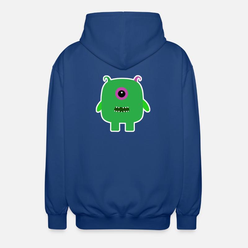 Monstre Cyclope Vert | Extraterrestre carré mignon - Veste à capuche unisexe - bleu royal