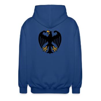 Deutscher Fitness Bundesadler mit Muskeln - Unisex Kapuzenjacke - Royalblau - Hinten - AI Model Male 185 light (185cm)