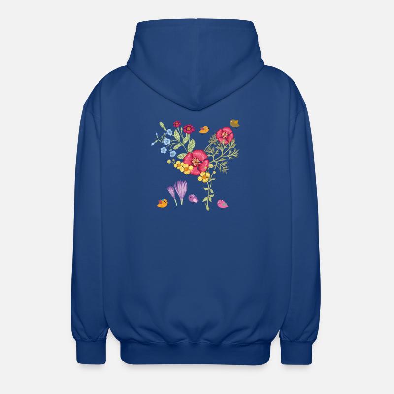 Bouquet de fleurs avec des oiseaux - Veste à capuche unisexe - bleu royal