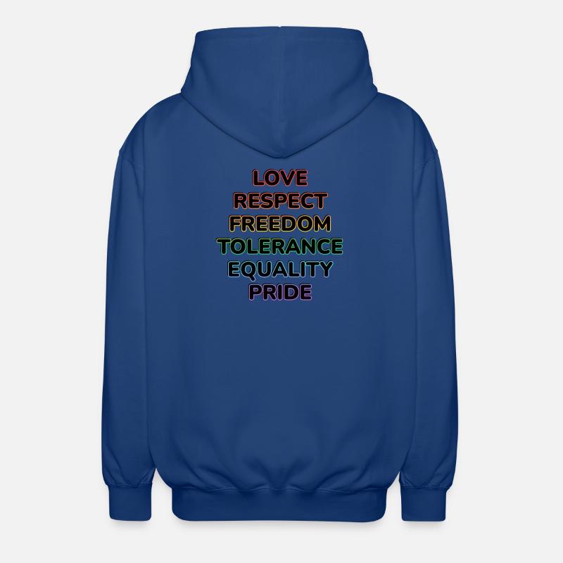 Fierté néon : Amour Respect Liberté - Veste à capuche unisexe - bleu royal