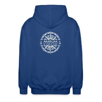 Amrum - Unisex Kapuzenjacke - Royalblau - Hinten - AI Model Male 185 light (185cm)