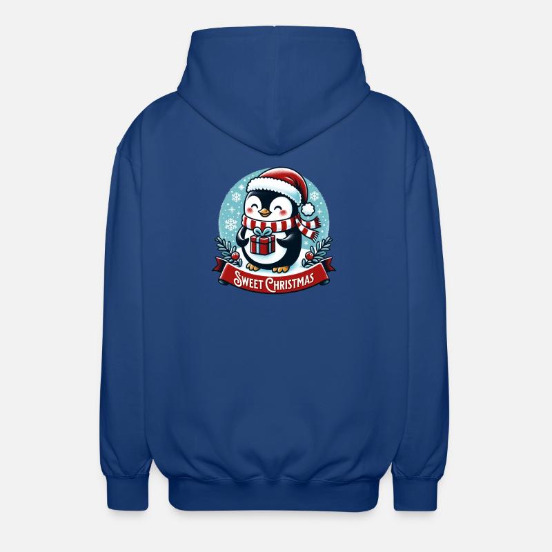 Mignon cadeau de pingouin de Noël - Veste à capuche unisexe - bleu royal