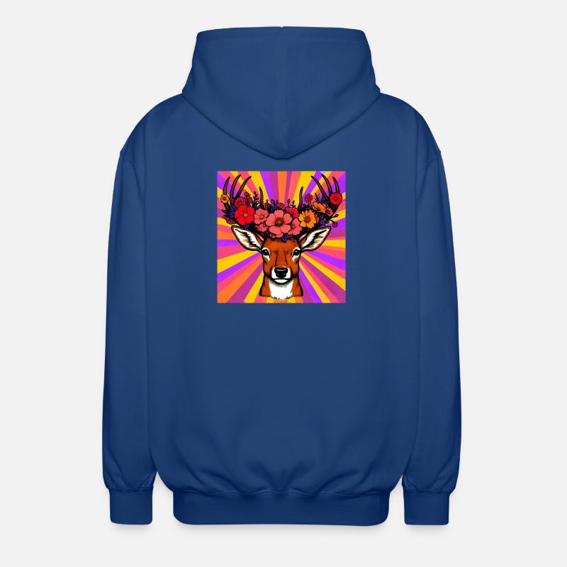 Cerf aux fleurs - Veste à capuche unisexe - bleu royal