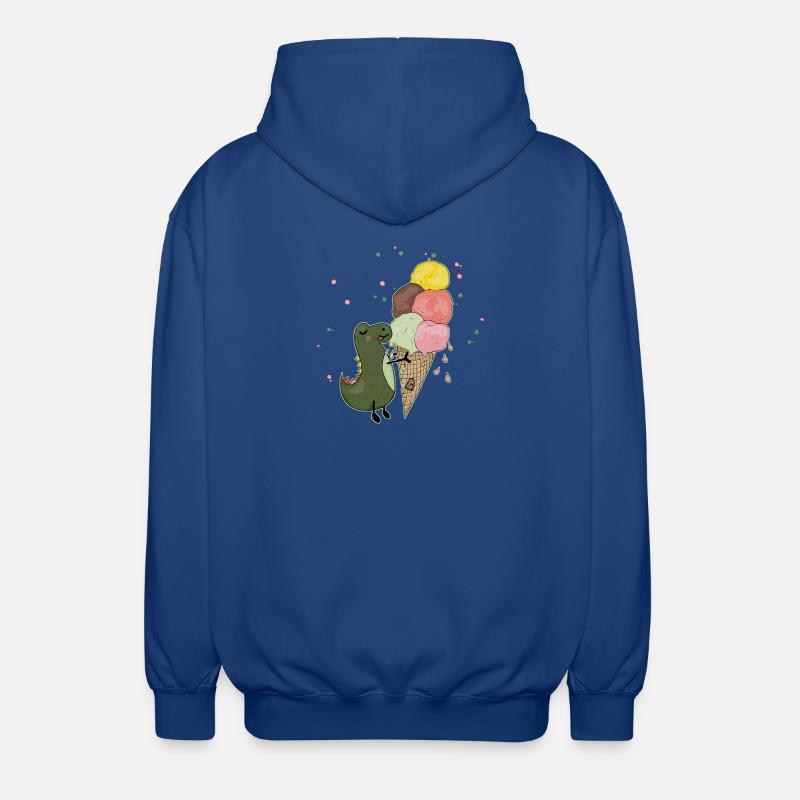 Dino mit Eis - Unisex Kapuzenjacke - Royalblau