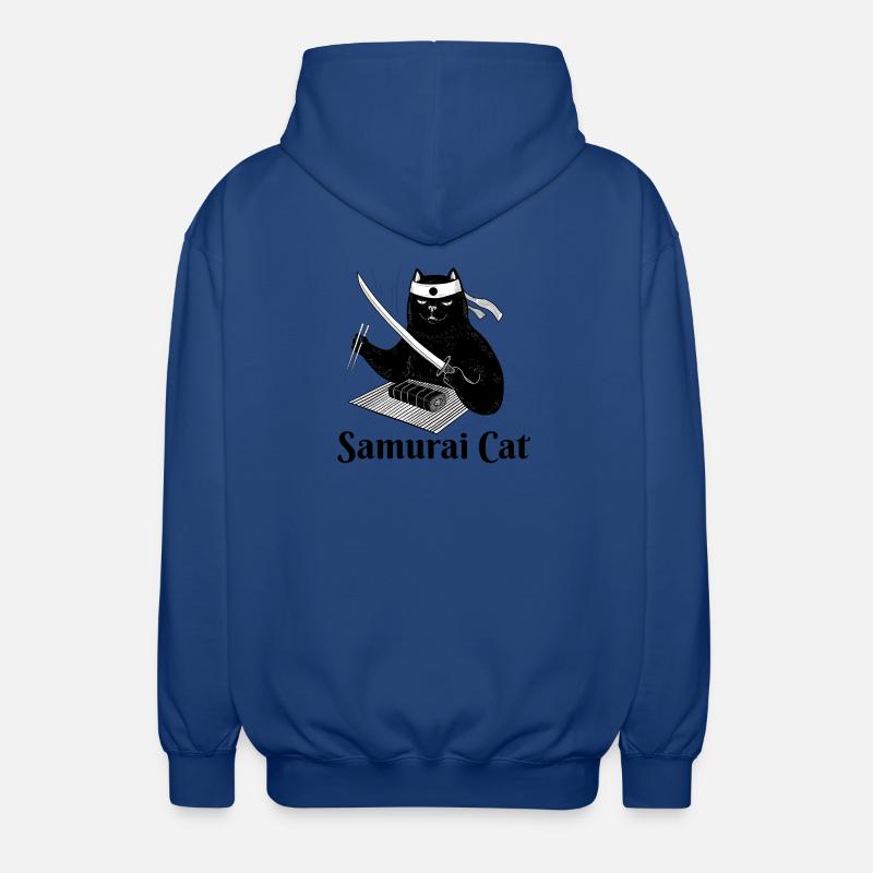 Katze, Samurai-Katze, Sushi, Essen - Unisex Kapuzenjacke - Royalblau