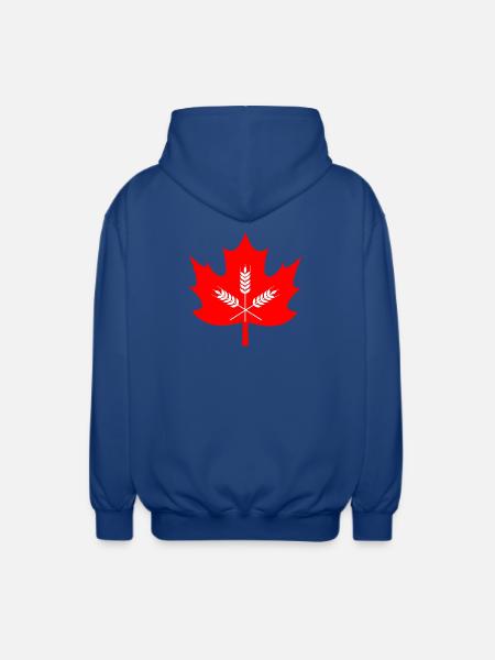 Canada maple leaf grain logo - Unisex Hooded Jacket - royal blue