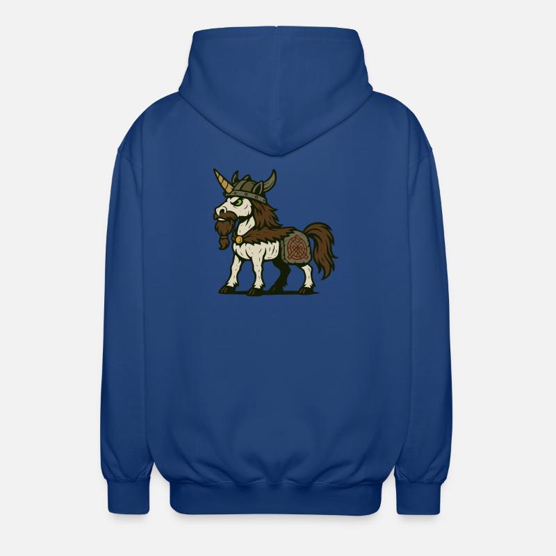 Wikinger-Krieger-Einhorn mit Bart und nordischem Zeichen - Unisex Kapuzenjacke - Royalblau