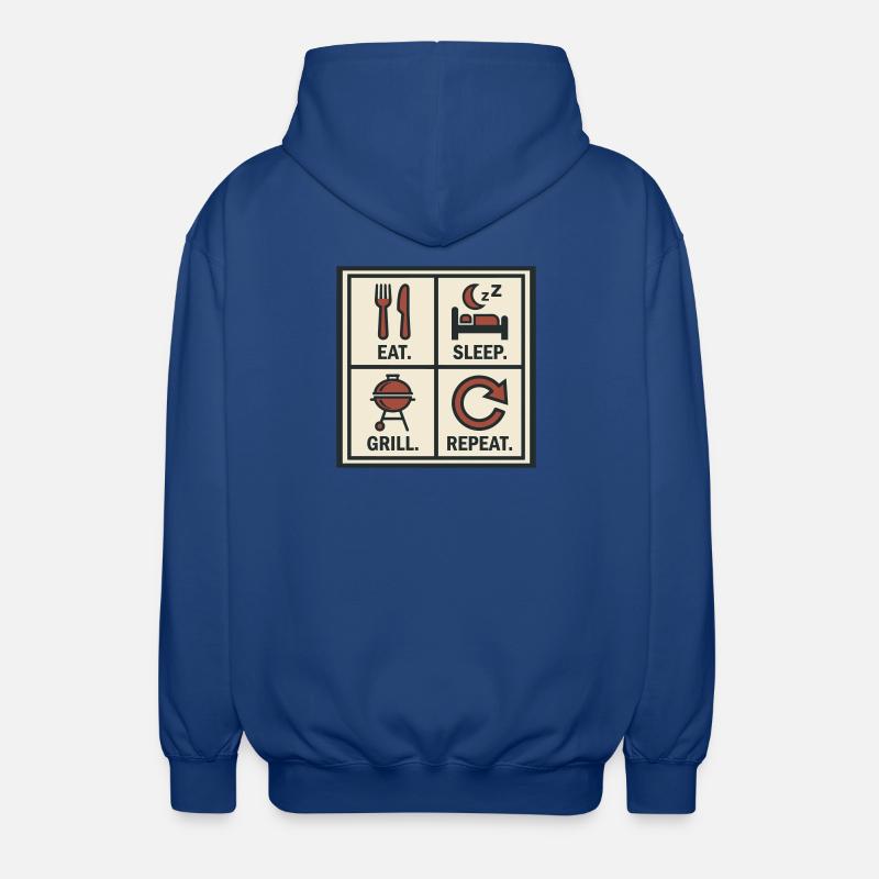 Manger Dormir Griller Recommencer Barbecue - Veste à capuche unisexe - bleu royal