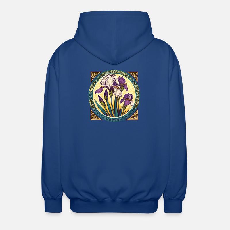 Intricate Irish Iris Celtic Artwork - Unisex Hooded Jacket - royal blue