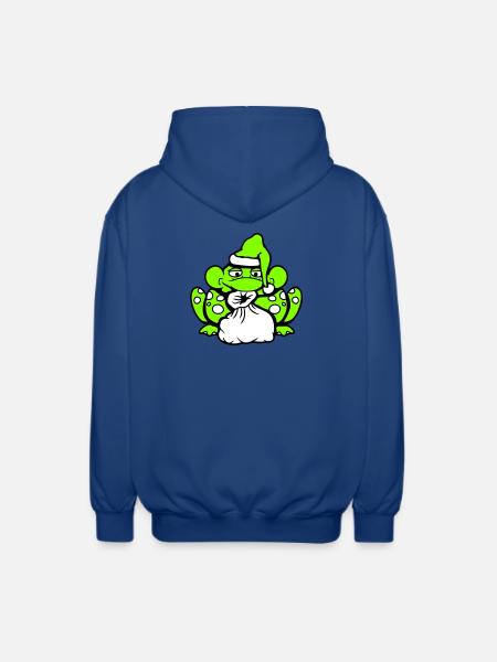 Frog Santa Claus Christmas Hat Gift - Unisex Hooded Jacket - royal blue