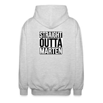 STRAIGHT OUTTA MARTEN - Unisex Hooded Jacket - light heather grey - Back - AI Model Male 185 light (185cm)