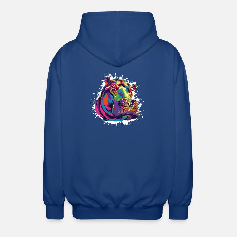 Nilpferd Kunst Comic - Unisex Kapuzenjacke - Royalblau
