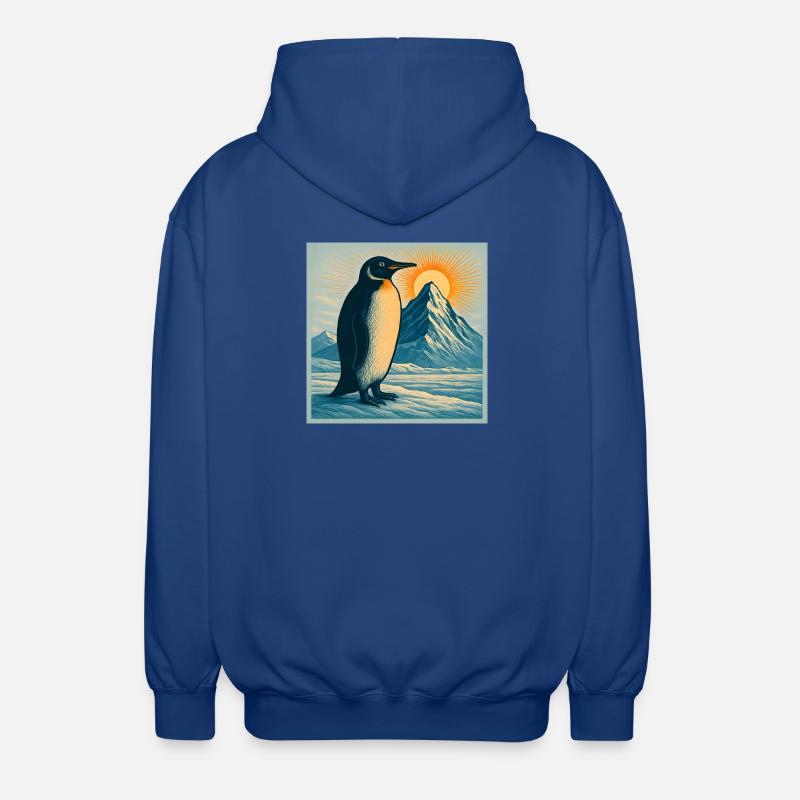 Penguin Sonnenaufgang über Eisbergen - Veste à capuche unisexe - bleu royal