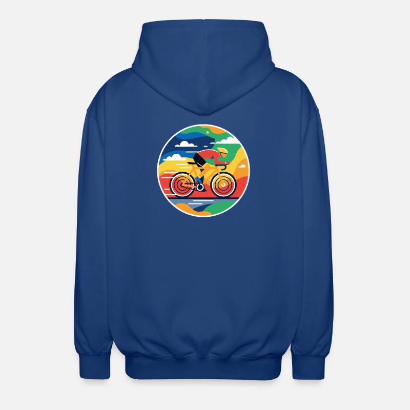 Bunter Radfahrer Rundbild - Unisex Kapuzenjacke - Royalblau