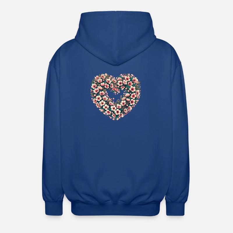 Crête florale Cœur en Fleurs - Veste à capuche unisexe - bleu royal