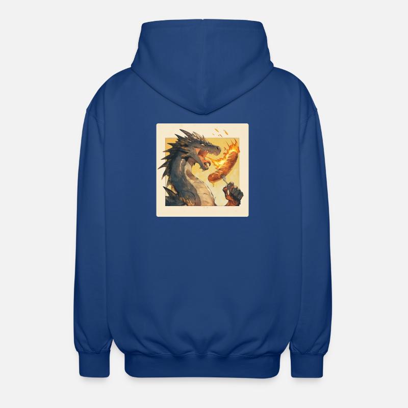 Drache grillt Bratwurst - Unisex Kapuzenjacke - Royalblau