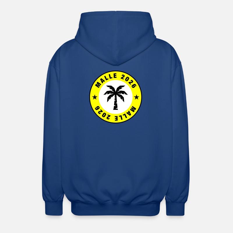 Cercle de palmiers Malle 2026 - Veste à capuche unisexe - bleu royal
